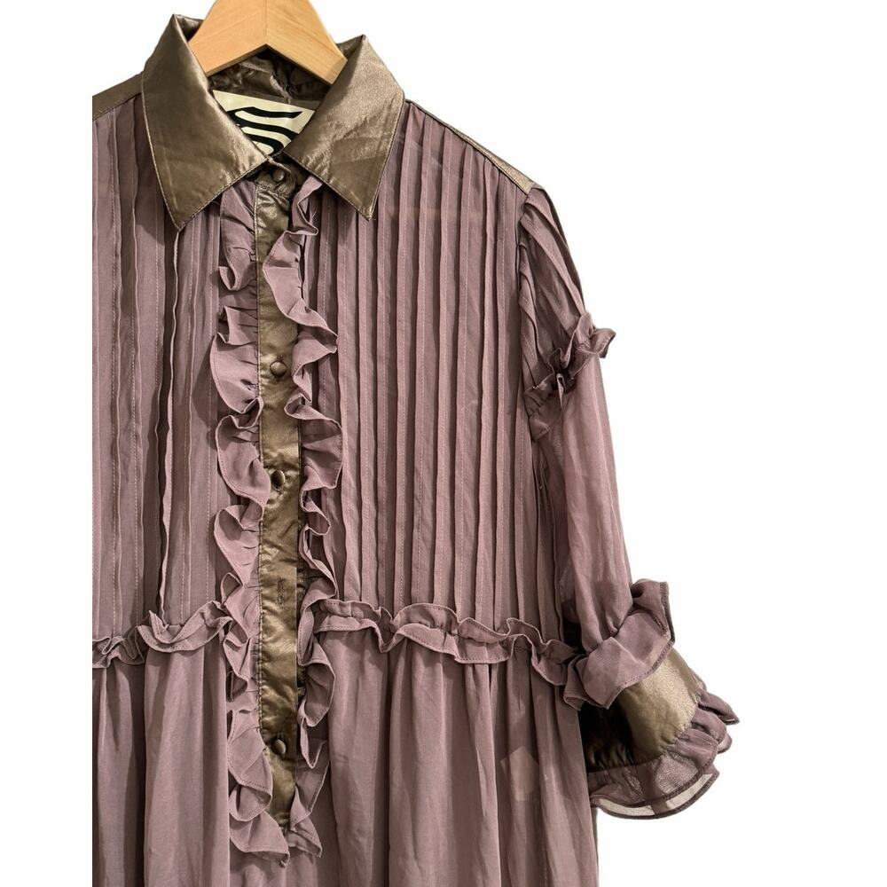 Sunday Mauve Ruffle Mini Dress with Olive Accents